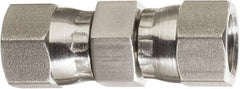 Made in USA - 1/2" Tube OD, 37° Stainless Steel Flared Tube Swivel Nut Union - 3/4-16 Female Flare x Female Flare Ends - Exact Tooling