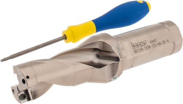 Iscar - 2.44" Max Drill Depth, 2xD, 1-7/32" Diam, Indexable Insert Drill - 2 Inserts, 1-1/4" Shank Diam, Straight Shank - Exact Tooling