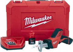 Milwaukee Tool - 12V, 0 to 3,000 SPM, Cordless Reciprocating Saw - 1/2" Stroke Length, 11" Saw Length, Lithium-Ion Batteries Included - Exact Tooling