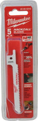 Milwaukee Tool - 3-1/2" Long x 5/16" Thick, Bi-Metal Reciprocating Saw Blade - Scroll Profile, 10 TPI, Toothed Edge, Universal Shank - Exact Tooling