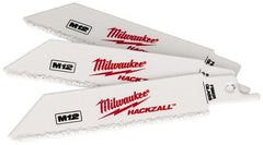Milwaukee Tool - 4" Long x 3/4" Thick, Bi-Metal Reciprocating Saw Blade - Scroll Profile, Continuous Edge, Universal Shank - Exact Tooling