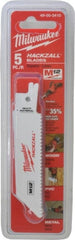Milwaukee Tool - 4" Long x 3/4" Thick, Bi-Metal Reciprocating Saw Blade - Straight Profile, 10 TPI, Toothed Edge, Universal Shank - Exact Tooling