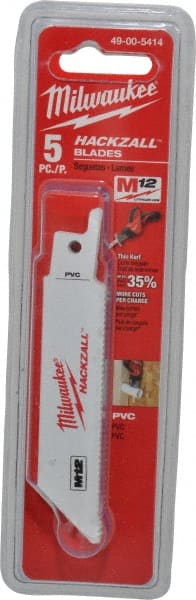 Milwaukee Tool - 4" Long x 3/4" Thick, Bi-Metal Reciprocating Saw Blade - Straight Profile, 14 TPI, Toothed Edge, Universal Shank - Exact Tooling