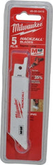 Milwaukee Tool - 4" Long x 3/4" Thick, Bi-Metal Reciprocating Saw Blade - Straight Profile, 14 TPI, Toothed Edge, Universal Shank - Exact Tooling