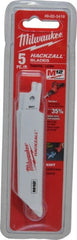 Milwaukee Tool - 4" Long x 3/4" Thick, Bi-Metal Reciprocating Saw Blade - Straight Profile, 18 TPI, Toothed Edge, Universal Shank - Exact Tooling