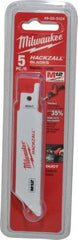 Milwaukee Tool - 4" Long x 3/4" Thick, Bi-Metal Reciprocating Saw Blade - Straight Profile, 24 TPI, Toothed Edge, Universal Shank - Exact Tooling