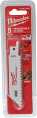 Milwaukee Tool - 4" Long x 3/4" Thick, Bi-Metal Reciprocating Saw Blade - Straight Profile, 6 TPI, Toothed Edge, Universal Shank - Exact Tooling