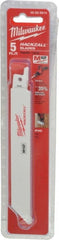 Milwaukee Tool - 6" Long x 3/4" Thick, Bi-Metal Reciprocating Saw Blade - Straight Profile, 14 TPI, Toothed Edge, Universal Shank - Exact Tooling
