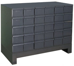 Durham - 30 Bin Drawer Cabinet System - 17-1/4 Inch Overall Depth x 26-7/8 Inch Overall Height, Gray Steel Bins - Exact Tooling