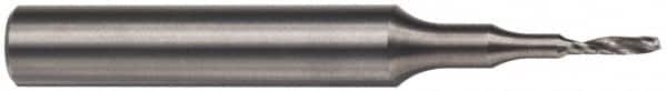 Accupro - 1/8" Cutting Diam x 1/2" Length of Cut, 1 Flute, Upcut Spiral Router Bit - Uncoated, Right Hand Cut, Solid Carbide, 2" OAL x 1/4" Shank Diam, Single Edge, 21° Helix Angle - Exact Tooling