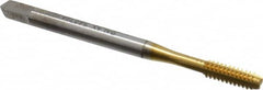 Balax - #6-32 UNC 3 Flute TiN Finish Cobalt Straight Flute Machine Tap - Bottoming, Right Hand Thread, 2" OAL, 0.48" Thread Length, H5 Limit, Oversize - Exact Tooling