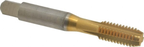 Balax - 3/8-16 UNC 2B 4 Flute TiN Finish Cobalt Straight Flute Machine Tap - Bottoming, Right Hand Thread, 2-15/16" OAL, 0.98" Thread Length, H5 Limit, Oversize - Exact Tooling