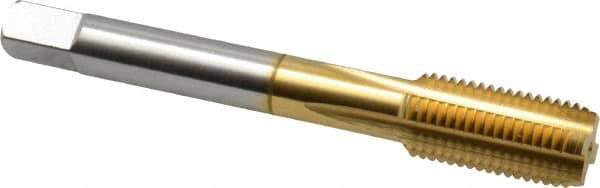 Balax - 7/16-20 UNF 4 Flute TiN Finish Cobalt Straight Flute Machine Tap - Bottoming, Right Hand Thread, 3-5/32" OAL, 0.95" Thread Length, H5 Limit, Oversize - Exact Tooling