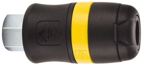 Parker - 3/8 Female NPTF Industrial Pneumatic Hose Coupler - Polyamide, 1/4" Body Diam - Exact Tooling