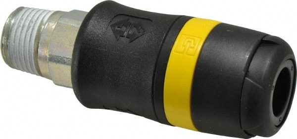 Parker - 1/2 Male NPTF Industrial Pneumatic Hose Coupler - Polyamide, 3/8" Body Diam - Exact Tooling