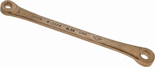 Ampco - 5/16" x 3/8" 12 Point Offset Box Wrench - Double End, 7-3/4" OAL, Aluminum Bronze - Exact Tooling