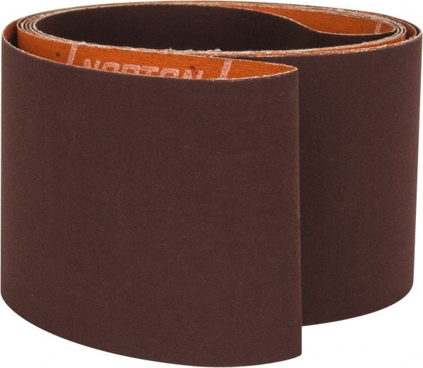 Norton - 3" Wide x 132" OAL, 240 Grit, Aluminum Oxide Abrasive Belt - Aluminum Oxide, Very Fine, Coated, J Weighted Cloth Backing, Series R245 - Exact Tooling