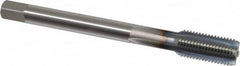 OSG - 7/16-20 UNF 4 Flute TiCN Finish Powdered Metal Straight Flute Machine Tap - Bottoming, Right Hand Thread, 3-5/32" OAL, 1-7/16" Thread Length, H3 Limit, Oversize - Exact Tooling