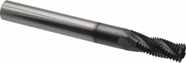 Scientific Cutting Tools - M12x1.25 Metric Fine, 0.345" Cutting Diam, 4 Flute, Solid Carbide Helical Flute Thread Mill - Internal/External Thread, 20.5mm LOC, 3-1/2" OAL, 3/8" Shank Diam - Exact Tooling