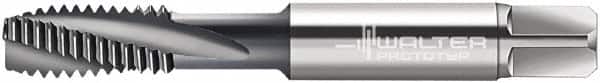 Walter-Prototyp - #12-28 UNF 3 Flute 3B Modified Bottoming Spiral Flute Tap - Cobalt, Nitride Finish, 2-3/8" OAL, Right Hand Flute, Right Hand Thread, Series A23406 - Exact Tooling