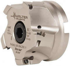 Walter - 5 Inserts, 4" Cut Diam, 1-1/2" Arbor Diam, 0.591" Max Depth of Cut, Indexable Square-Shoulder Face Mill - 0/90° Lead Angle, 2.48" High, AD.T 1606.. Insert Compatibility, Series F4042 - Exact Tooling
