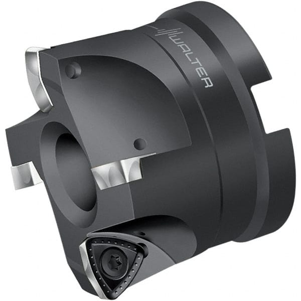 Walter - 50.8mm Cut Diam, 19.05mm Arbor Hole, 1.5mm Max Depth of Cut, Indexable Chamfer & Angle Face Mill - 5 Inserts, P 2633.- R14 Insert, Right Hand Cut, Through Coolant, Series F2330 - Exact Tooling