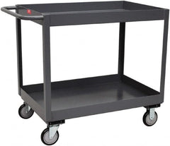 Jamco - 1,200 Lb Capacity, 24" Wide x 48" Long x 35" High Service Cart - 2 Shelf, Steel, 2 Rigid/2 Swivel Casters - Exact Tooling