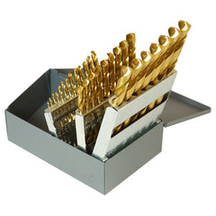 ‎1/16-1/2 RHS / RHC HSS 135 Degree Split Point Heavy Duty Jobber Length Drill Set - TiN - Exact Tooling