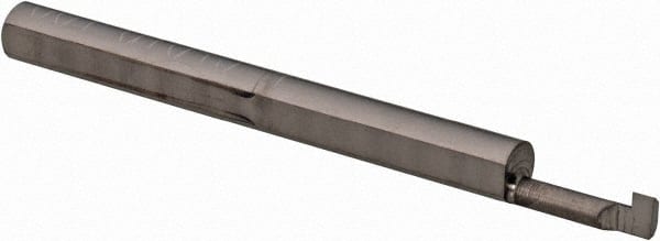 Scientific Cutting Tools - 0.046" Groove Width, 0.09" Min Hole Diam, 1/4" Max Hole Depth, Retaining Ring Grooving Tool - 0.03" Projection, 1-1/4" Shank Length, 1-1/2" OAL, Solid Carbide, Uncoated - Exact Tooling