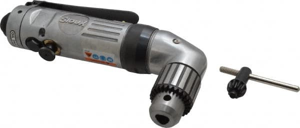Sioux Tools - 3/8" Reversible Keyed Chuck - Right Angle Handle, 1,200 RPM, 10 CFM, 0.33 hp - Exact Tooling
