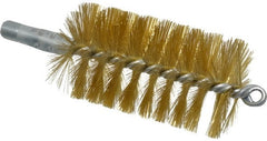 Schaefer Brush - 4-1/2" Brush Length, 2-1/2" Diam, Double Stem, Single Spiral Tube Brush - 8" Long, Brass, 1/4" NPSM Male Connection - Exact Tooling