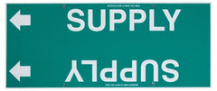 Made in USA - Pipe Marker with Supply Legend and Arrow Graphic - 8 to 10" Pipe Outside Diam, White on Green - Exact Tooling