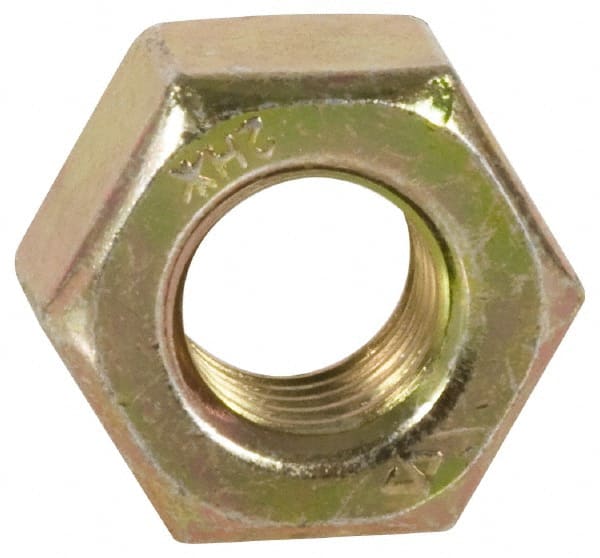 Value Collection - 1-8 UNC Steel Right Hand Heavy Hex Nut - 1-5/8" Across Flats, 63/64" High, Zinc Yellow Dichromate Finish - Exact Tooling