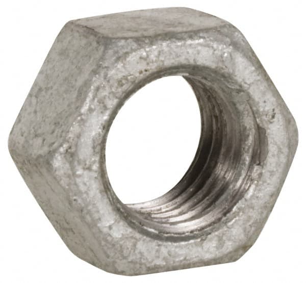 Value Collection - 1-8 UNC Steel Right Hand Heavy Hex Nut - 1-5/8" Across Flats, 63/64" High, Hot Dipped Galvanized Finish - Exact Tooling