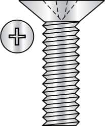 Made in USA - #10-32 UNF, 1-1/4" OAL Phillips Drive Machine Screw - Flat Head, Grade 3 Steel, Yellow Cadmium-Plated Finish, Without Washer - Exact Tooling
