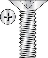 Made in USA - #10-32 UNF, 1-1/4" OAL Phillips Drive Machine Screw - Flat Head, Grade 3 Steel, Yellow Cadmium-Plated Finish, Without Washer - Exact Tooling