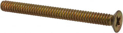 Made in USA - #6-32 UNC, 1-1/2" OAL Phillips Drive Machine Screw - Flat Head, Grade 3 Steel, Yellow Cadmium-Plated Finish, Without Washer - Exact Tooling