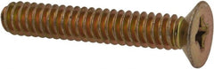 Made in USA - #10-24 UNC, 1-1/8" OAL Phillips Drive Machine Screw - Flat Head, Grade 3 Steel, Yellow Cadmium-Plated Finish, Without Washer - Exact Tooling