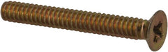 Made in USA - #4-40 UNC, 7/8" OAL Phillips Drive Machine Screw - Flat Head, Grade 3 Steel, Yellow Cadmium-Plated Finish, Without Washer - Exact Tooling