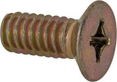 Made in USA - 1/4-20 UNC, 5/8" OAL Phillips Drive Machine Screw - Flat Head, Grade 3 Steel, Yellow Cadmium-Plated Finish, Without Washer - Exact Tooling