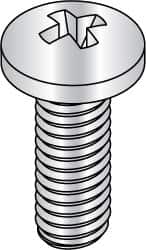 Made in USA - #10-24 UNC, 3/8" Length Under Head Phillips Drive Machine Screw - Pan Head, Grade 3 Steel, Yellow Cadmium-Plated Finish, Without Washer - Exact Tooling