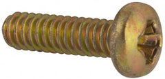 Made in USA - #2-56 UNC, 5/16" Length Under Head Phillips Drive Machine Screw - Pan Head, Grade 3 Steel, Yellow Cadmium-Plated Finish, Without Washer - Exact Tooling
