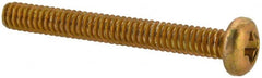 Made in USA - #2-56 UNC, 3/4" Length Under Head Phillips Drive Machine Screw - Pan Head, Grade 3 Steel, Yellow Cadmium-Plated Finish, Without Washer - Exact Tooling