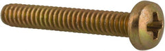 Made in USA - #4-40 UNC, 3/4" Length Under Head Phillips Drive Machine Screw - Pan Head, Grade 3 Steel, Yellow Cadmium-Plated Finish, Without Washer - Exact Tooling