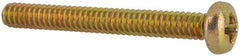 Made in USA - #4-40 UNC, 1" Length Under Head Phillips Drive Machine Screw - Pan Head, Grade 3 Steel, Yellow Cadmium-Plated Finish, Without Washer - Exact Tooling