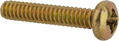 Made in USA - #6-32 UNC, 3/4" Length Under Head Phillips Drive Machine Screw - Pan Head, Grade 3 Steel, Yellow Cadmium-Plated Finish, Without Washer - Exact Tooling
