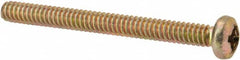 Made in USA - #6-32 UNC, 1-1/2" Length Under Head Phillips Drive Machine Screw - Pan Head, Grade 3 Steel, Yellow Cadmium-Plated Finish, Without Washer - Exact Tooling