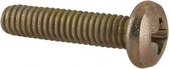 Made in USA - #8-32 UNC, 3/4" Length Under Head Phillips Drive Machine Screw - Pan Head, Grade 3 Steel, Yellow Cadmium-Plated Finish, Without Washer - Exact Tooling
