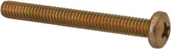 Made in USA - #8-32 UNC, 1-1/2" Length Under Head Phillips Drive Machine Screw - Pan Head, Grade 3 Steel, Yellow Cadmium-Plated Finish, Without Washer - Exact Tooling