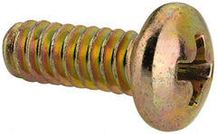 Made in USA - #10-24 UNC, 1/2" Length Under Head Phillips Drive Machine Screw - Pan Head, Grade 3 Steel, Yellow Cadmium-Plated Finish, Without Washer - Exact Tooling
